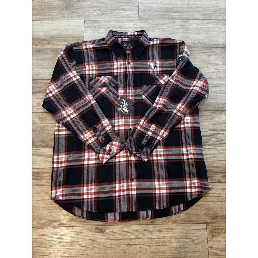 Howitzer Patriot Anarchy Flannel Shirt Mens 4X Black Orange Plaid‎ 371WV138 NWT